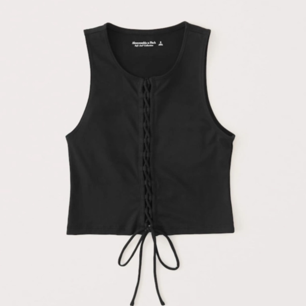 Abercrombie & Fitch Lace-Up Seamless Scuba Tank – Black, Size S